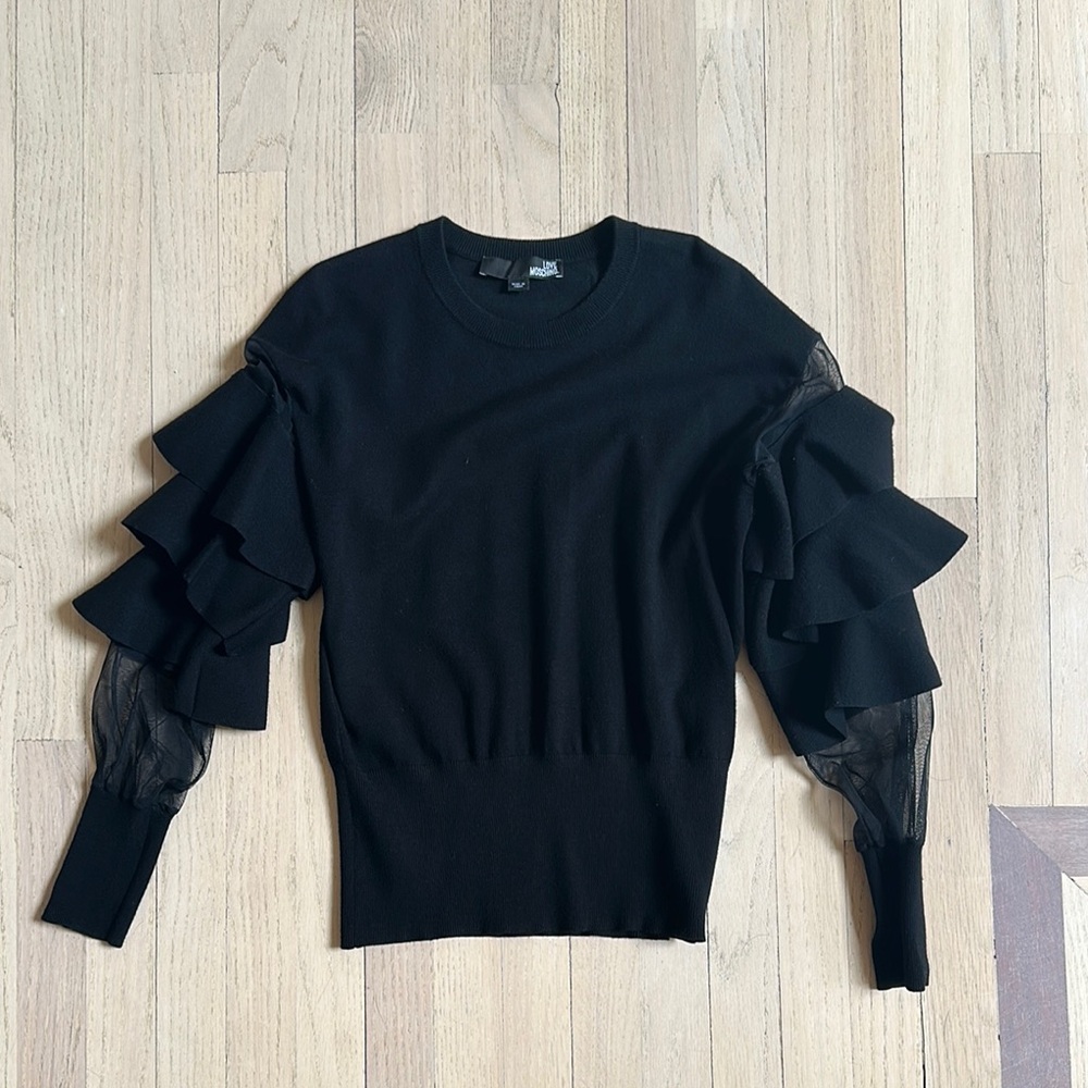 Love Moschino Black Ruffle Sleeve Sweater